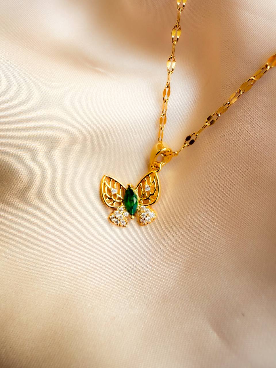 Emerald Butterfly Necklace