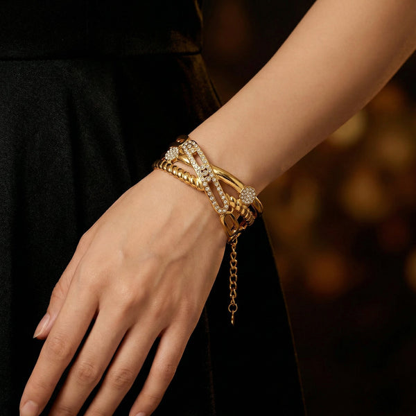 Halo Gold Bangle - alternate view