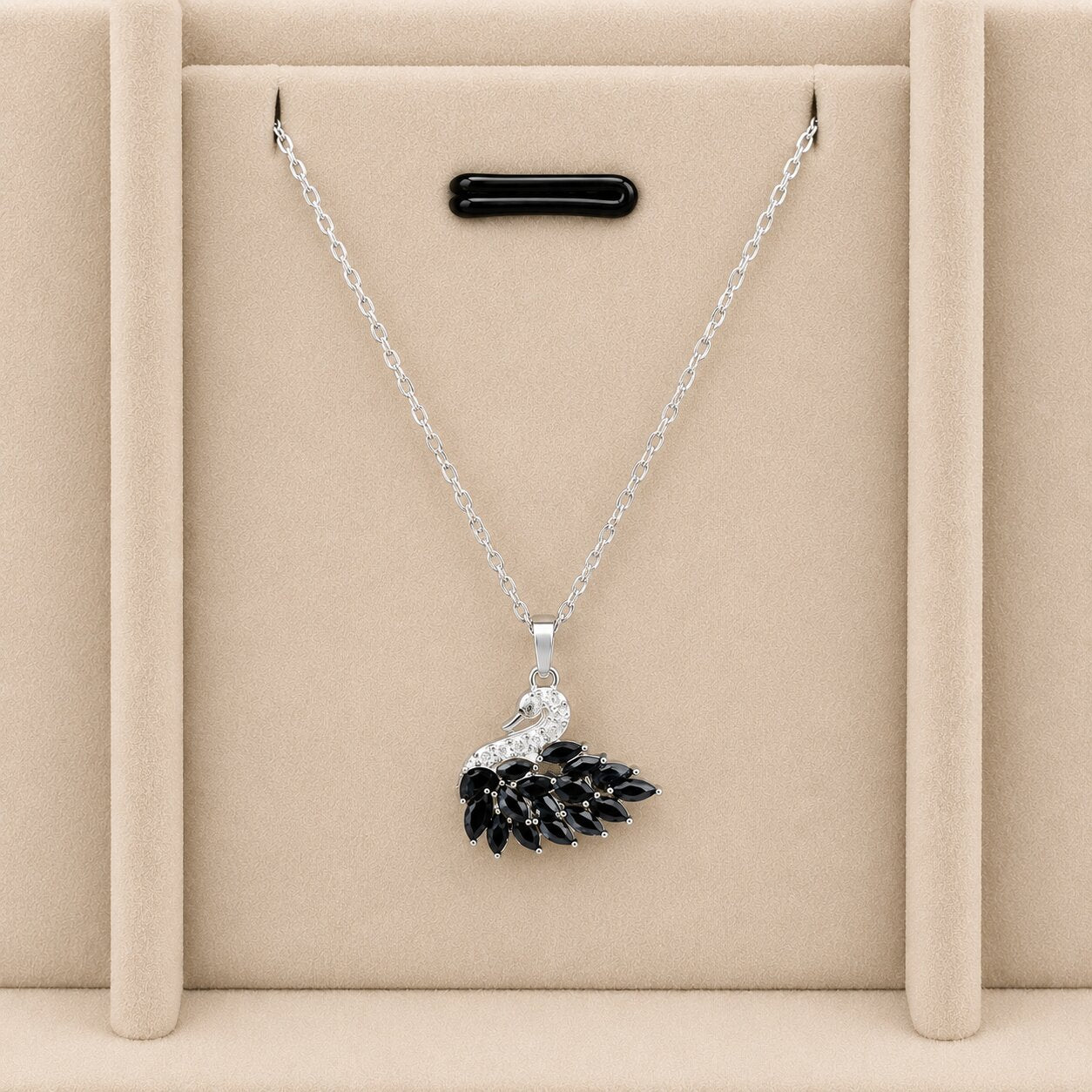 Swan Necklace - Black Silver 2