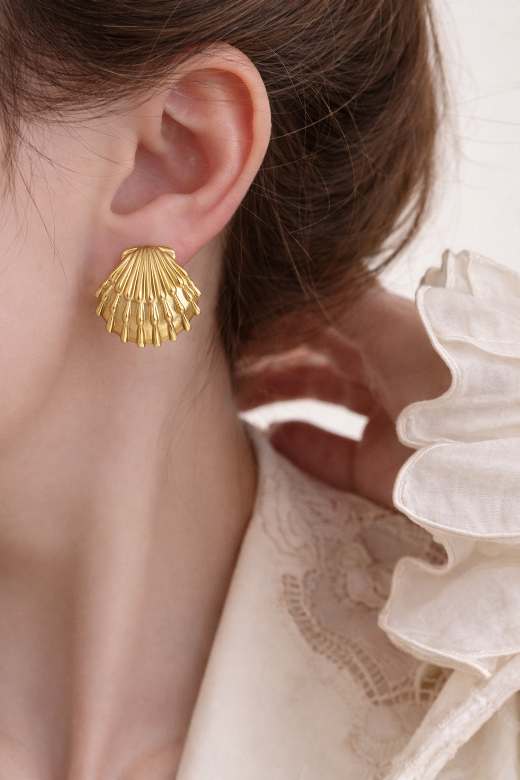 Golden Shell Stud Earrings