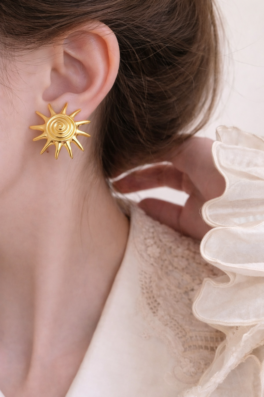 Spiral Sun Stud Earrings