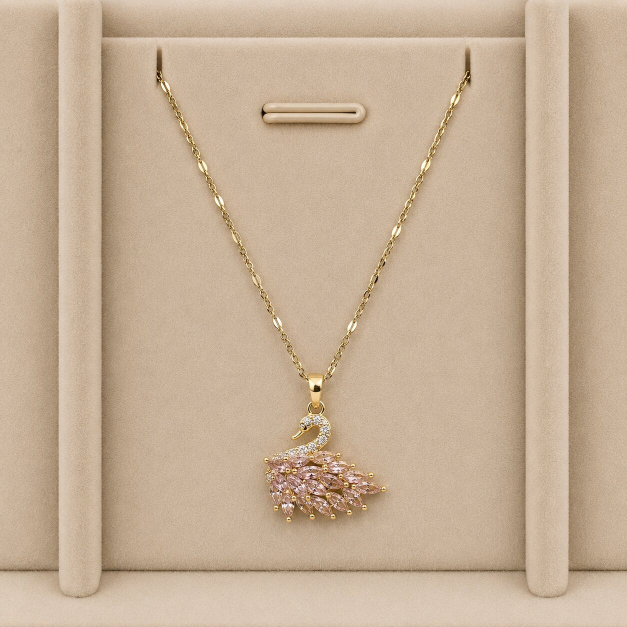 Swan Necklace - Pink Gold 2