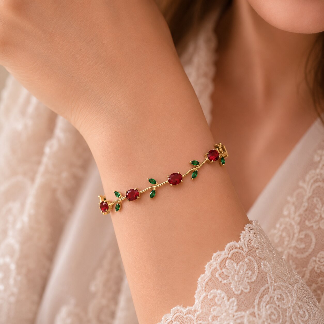 Tulip Vine Bracelet - Ruby 3