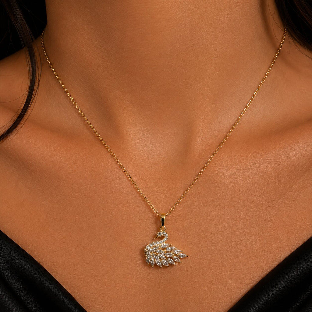 Swan Necklace - White Gold