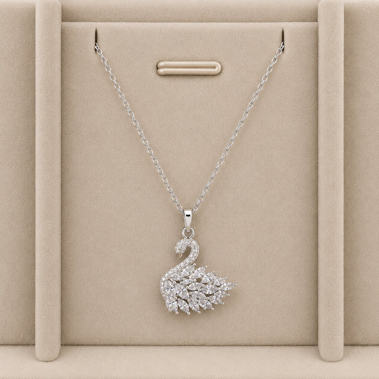 Swan Necklace - White Silver 2