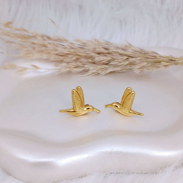 Golden Swallow Stud Earrings - alternate view