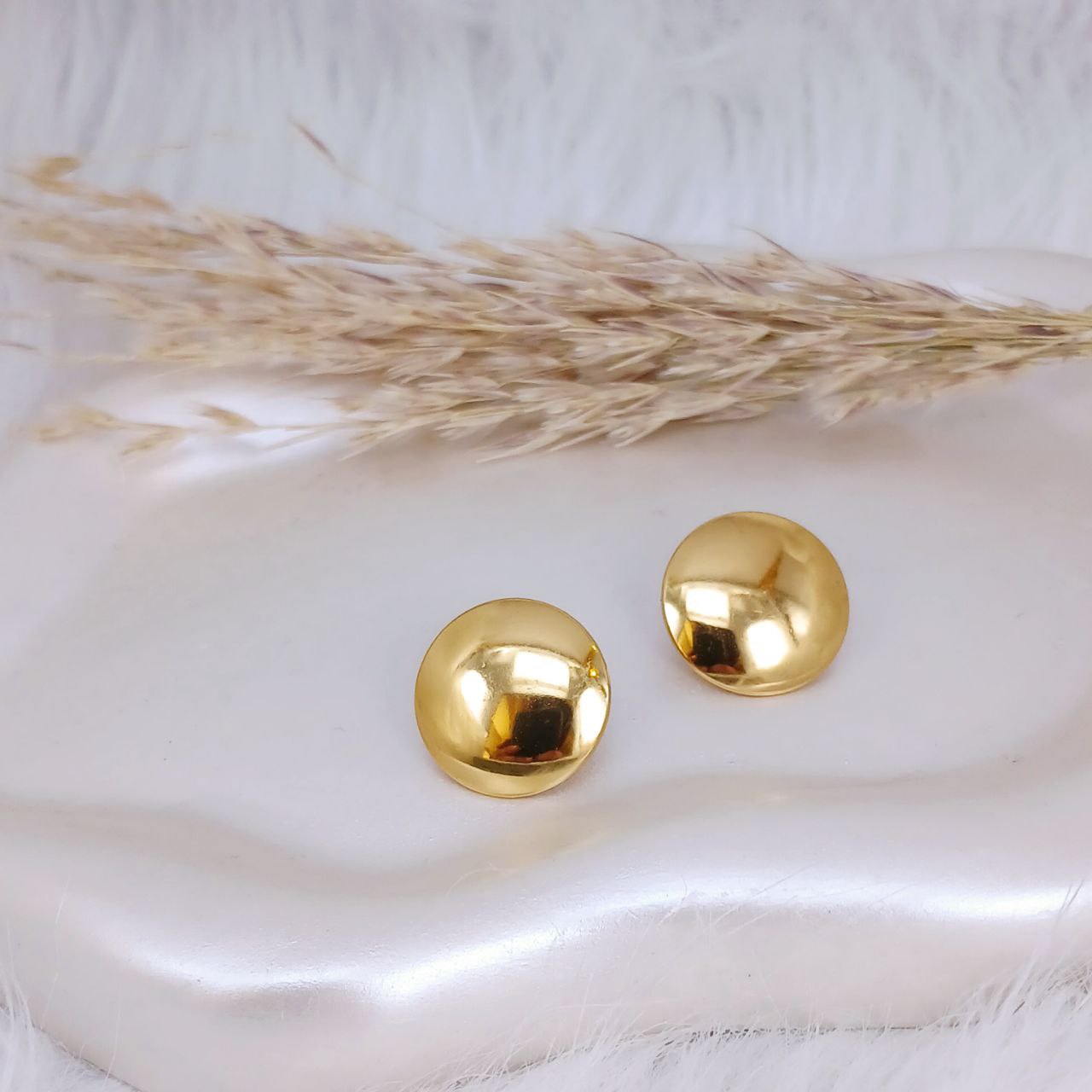 Polished Dome Stud Earrings