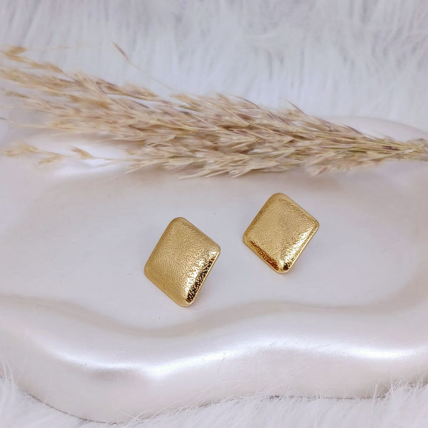 Golden Satin Rectangle Stud Earrings - alternate view