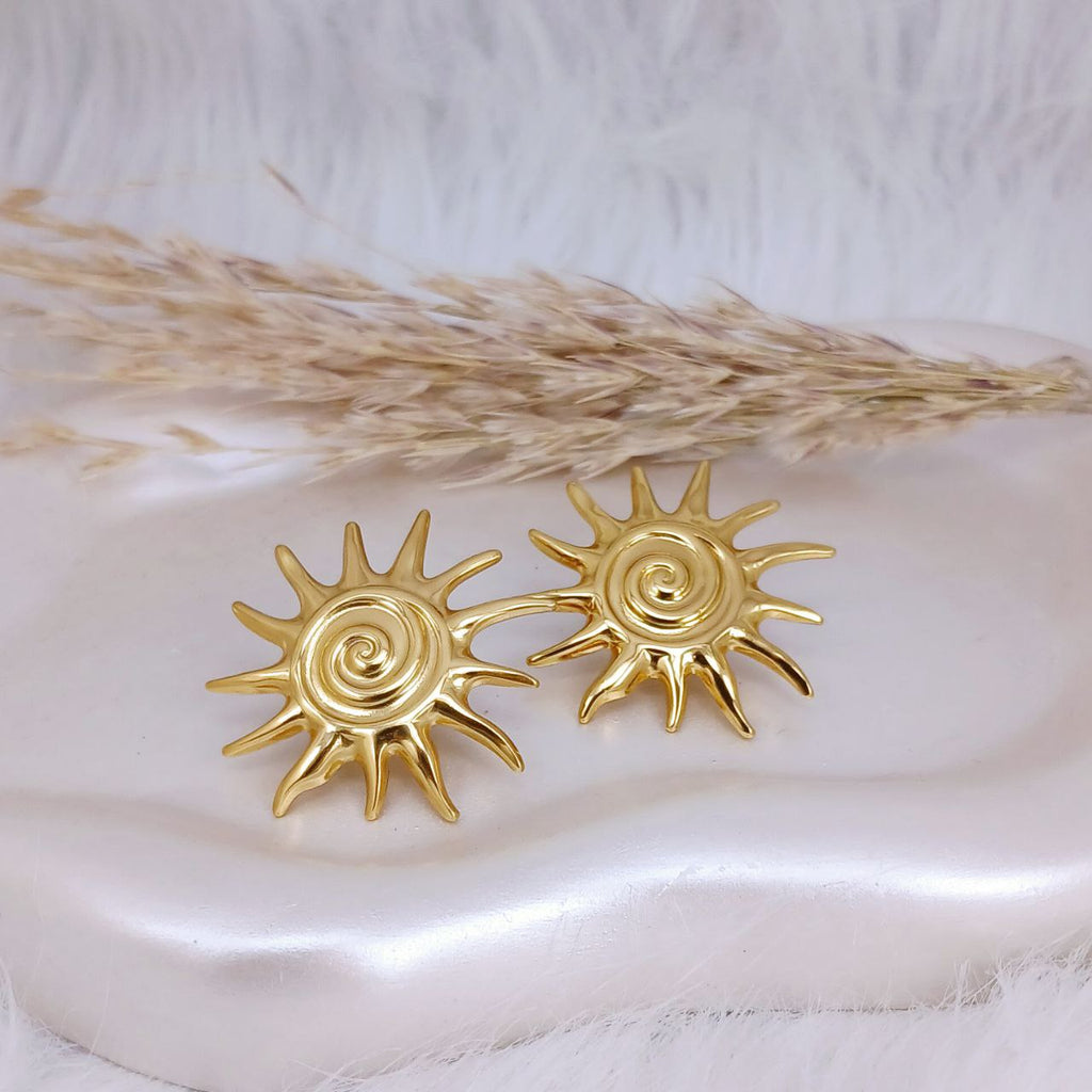 Spiral Sun Stud Earrings