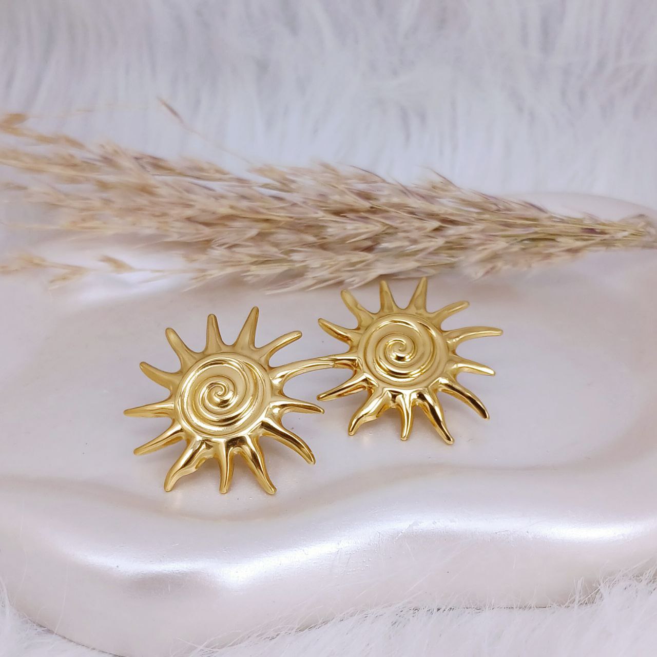Spiral Sun Stud Earrings