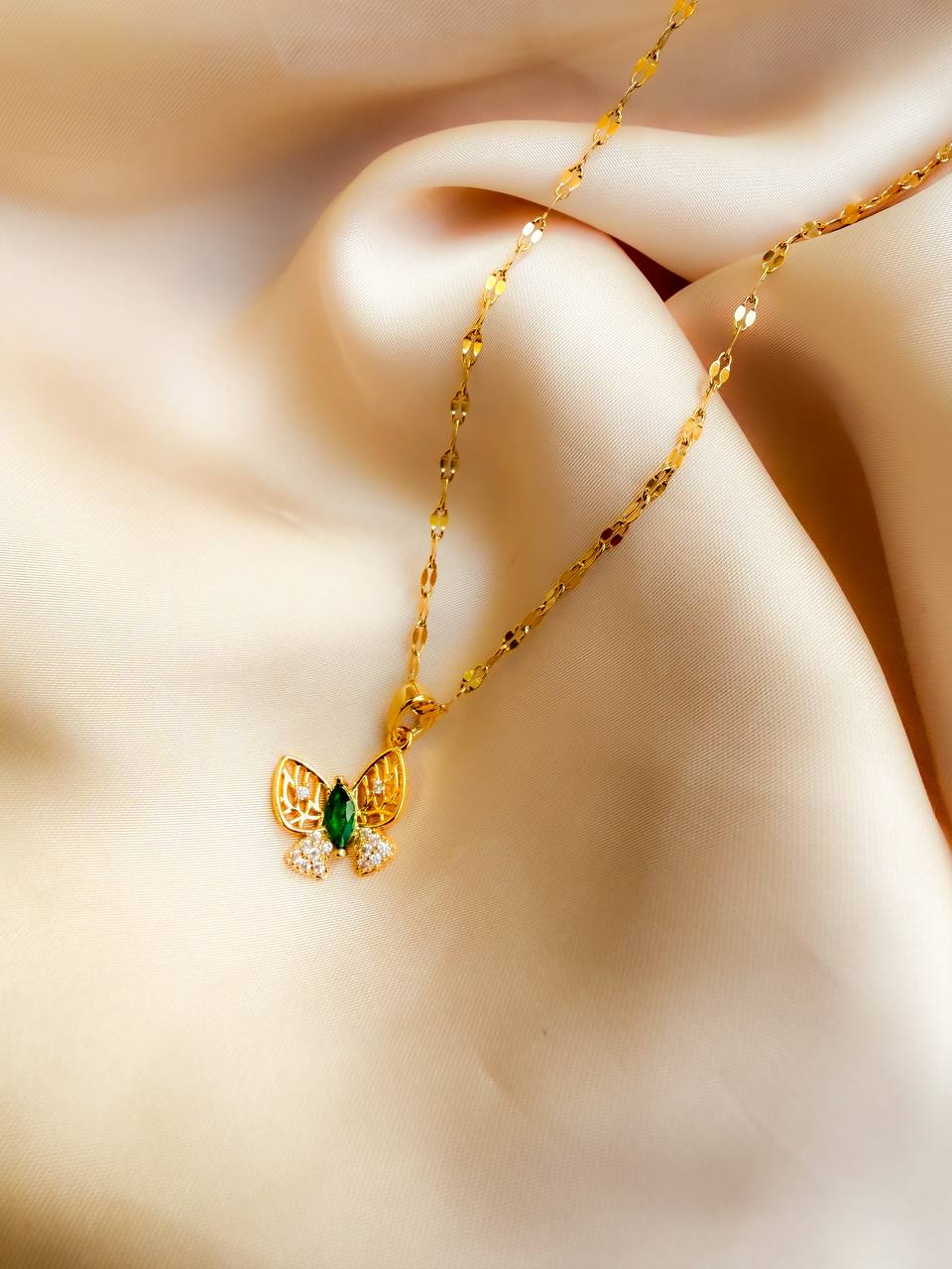 Emerald Butterfly Necklace