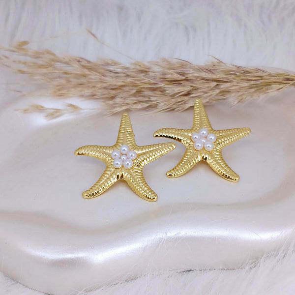 Pearl Sea Star Stud Earrings - alternate view