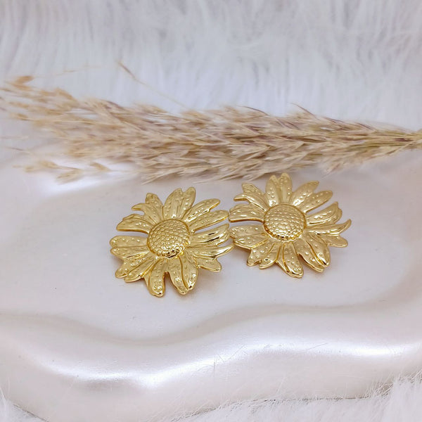 Golden Daisy Stud Earrings - alternate view