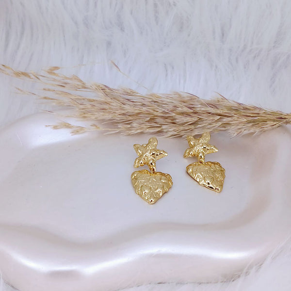 Celestial Heart Drop Earrings - alternate view