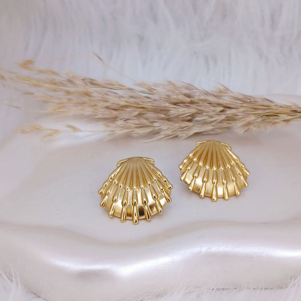 Golden Shell Stud Earrings - alternate view